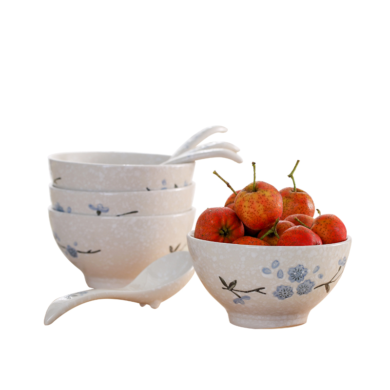 Sakura, song pure hand - made snowflakes glaze Japanese porcelain tableware 8 sets to use + spoon combination