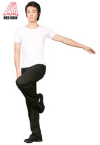 Red rain dance suit Mens ballet practice suit Short-sleeved aerobics top Modern dance suit Boys practice suit white and black