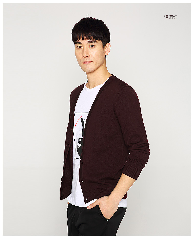 [Chống mùa 40% off] 2017 mùa xuân và mùa thu thanh niên của nam giới tinh khiết len ​​cardigan V-Cổ áo len giản dị áo khoác nam 3151