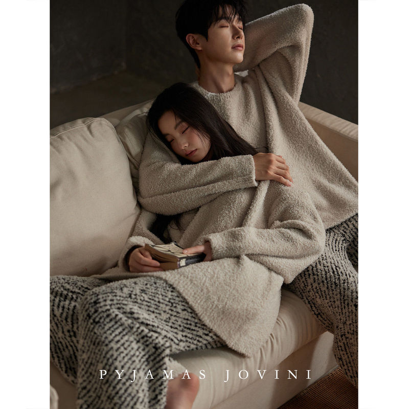 Qiaowei Ni Couple Pajamas for Women, Winter Style, Warm Half-Velvet Men's Coral Fleece Loungewear Set, 2025 New Model Qiaowei Ni Couple Pajamas for Women, Winter Style, Warm Half-Velvet Men's Coral Fleece Loungewear Set, 2025 New Model