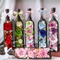 Waiting for flowers to get married new year's gifts wine cabinets home ornaments flowers roses permanent flowers material bags diy red wine bottles