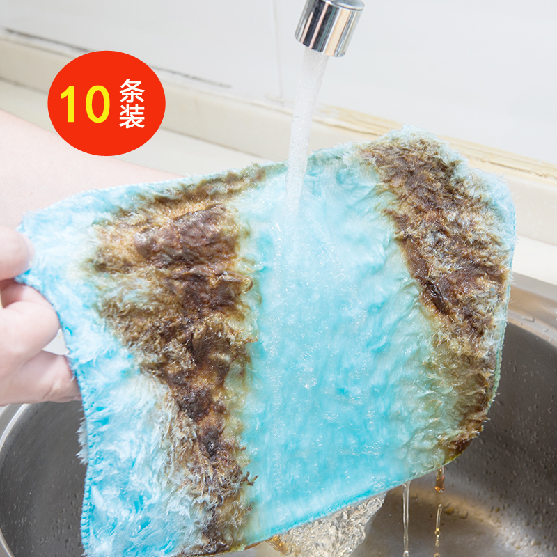 Korean Magic Rags, Non-Stick Oil Wood Fiber Dishwashing Cloths, Double-Layer Thickeneded Degreasing Scouring Pads, 10 Pack