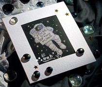 Green embroidery square cross stitch embroidery handmade kit French DMC embroidery cosmos space astronaut