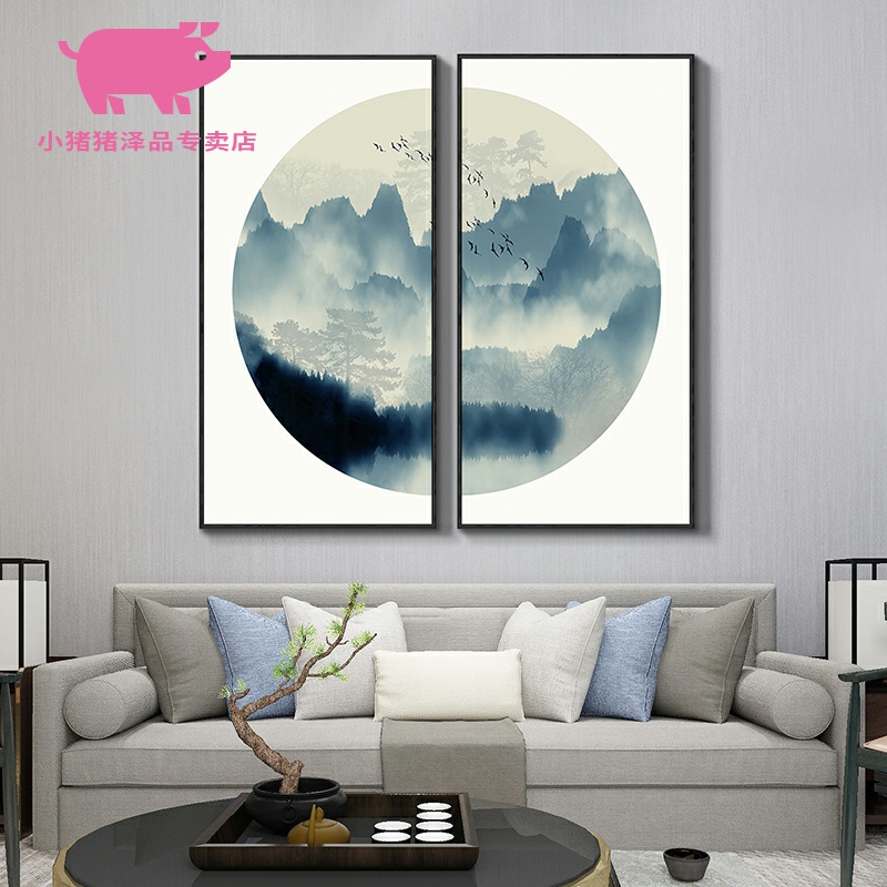 New Chinese style adornment teahouse ink sofa setting wall study zen landscape painting the sitting room porch Chinese hang a picture