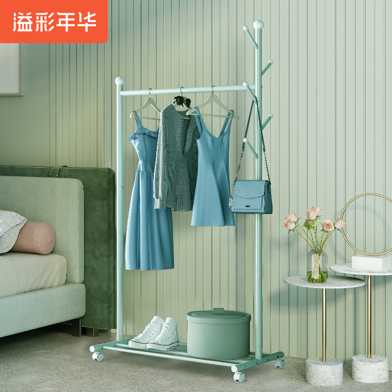 Hanger floor to ceiling bedroom mobile simple hanging hanger home clothes rail indoor storage folding drying rack coat rack