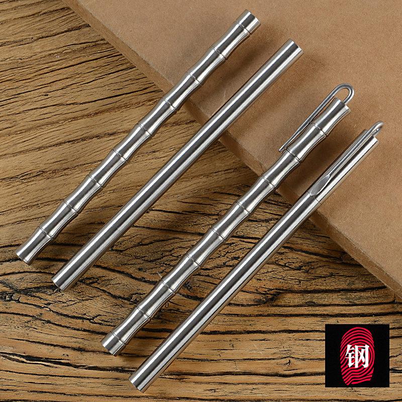 Stainless Steel Signature Pen in pen Pen Bamboo Festival Cylindrical section Gift Pen Office Stationery Metal Sign Water