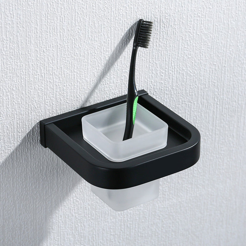 Modern glass mouthwash cup black suit wash cup lovers cup tooth cylinder water glass cup creative transparent tooth brushing cup