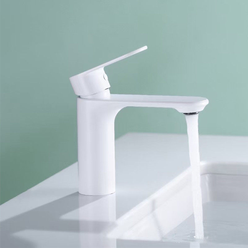 Export washbasin hot and cold water faucet washbasin basin countertop basin ceramic valve core bridle white brass single handle