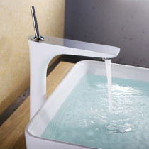 Bathroom full copper cold and hot water basin faucet high-end washbasin on the table and lower basin hotel household White faucet