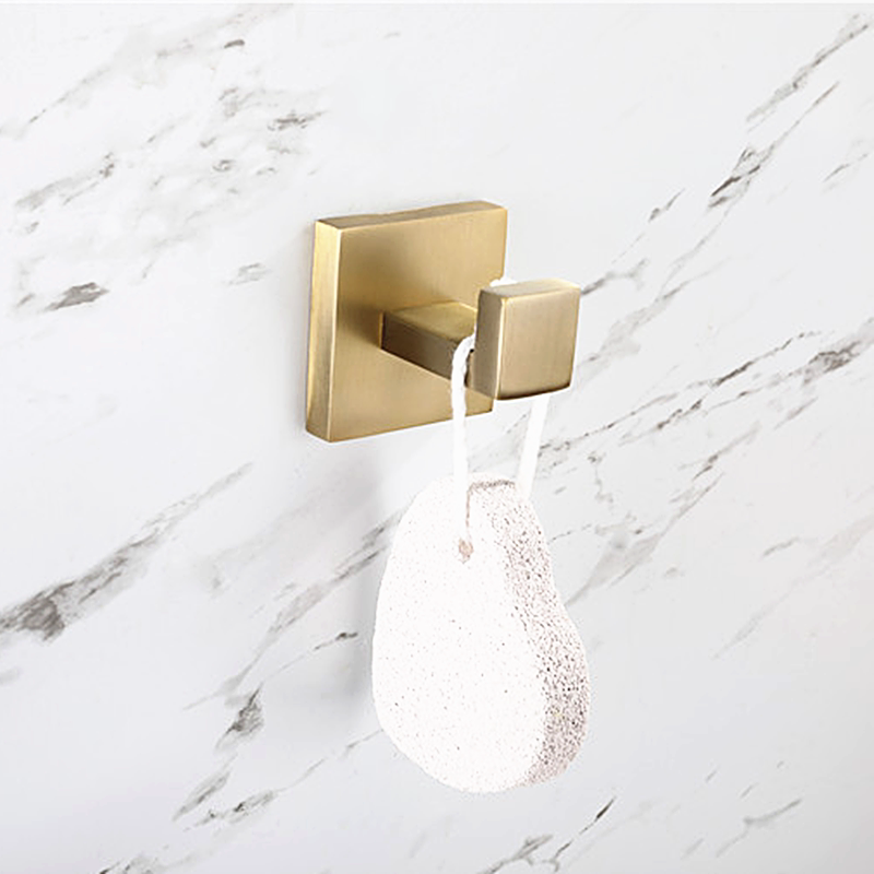 Kitchen Hanger Hood Hook Wire Drawing Gold Bathroom Wall-mounted Hook Single Hook Cosmetic Room Hook Powerful Free Punching and sticky hook