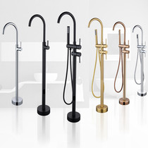 Bathroom floor bathtub tap swivel cylinder side column type copper gold high washbasin hotel shower shower hot and cold water