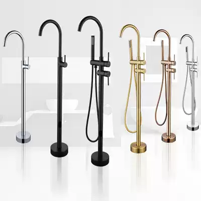 Bathroom floor-to-ceiling bathtub faucet rotating cylinder side column copper gold high washbasin hotel shower shower shower hot and cold water