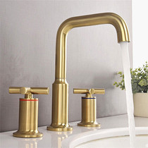 Export double-punched three-pore faucet split cold and hot tub wash basin drawn golden black bathroom brass