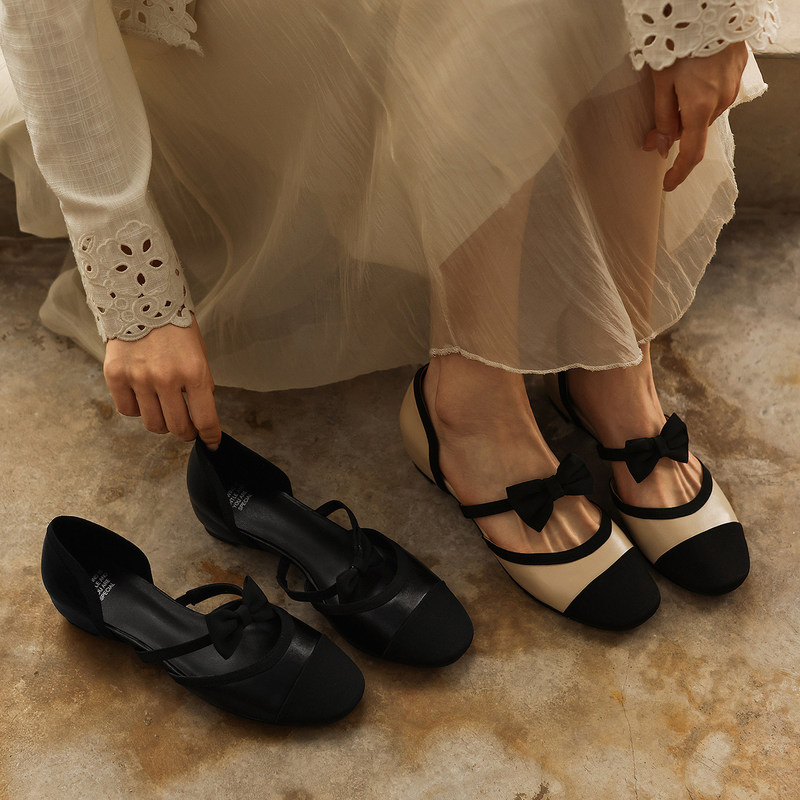 [Italy] René Vanvilla Sweet and Fragrant Style ⭐ Women's Shoes with a 4cm Heel and Bow on the Side