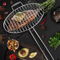 Stainless steel grilled fish clip bold grilled fish rack large grilled fish net clip round barbecue utensils commercial barbecue tools