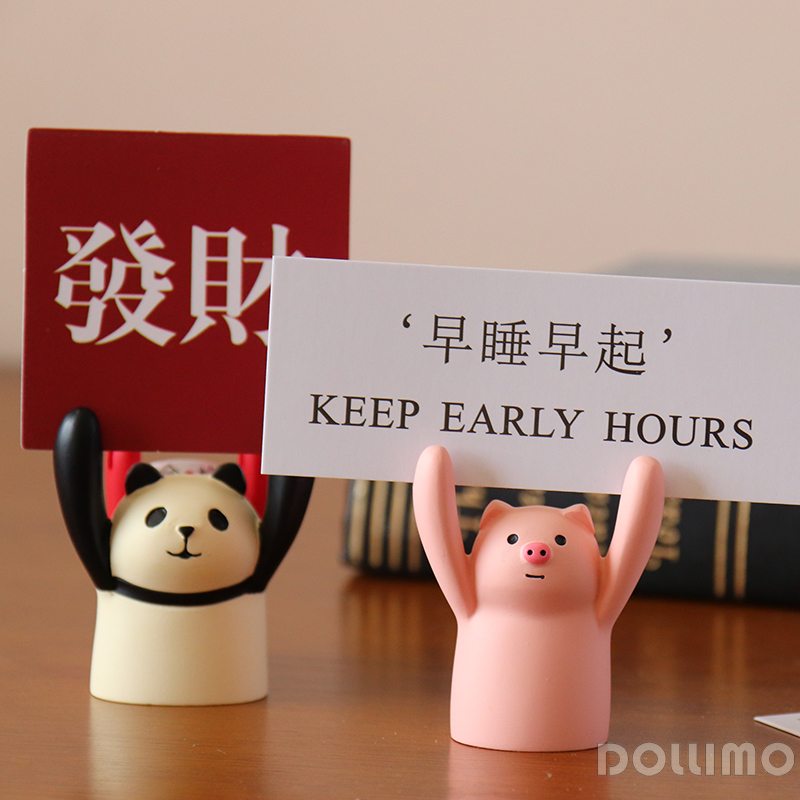 Do family hand account stationery girl heart sticky note photo desktop message clip Japanese ornaments refueling pig pig cartoon raising card pig raising hand kitten ins cute note clip self-discipline small card holder