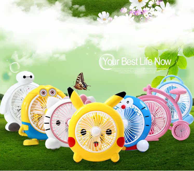 Large White Children Cartoon Electric Fan Desktop Desktop Box Fan Office Mini Shake small fan mute