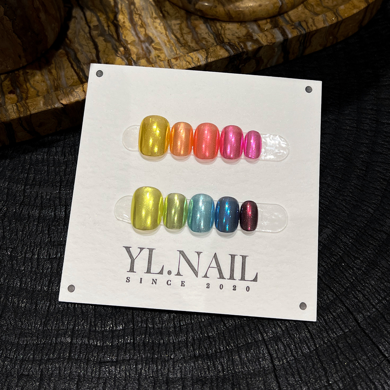 【Yl.Nail Color Carnival】Handmade Nail Tips ins Unique Colorful Mirror Magic Mirror Dazzling Wearable Nails