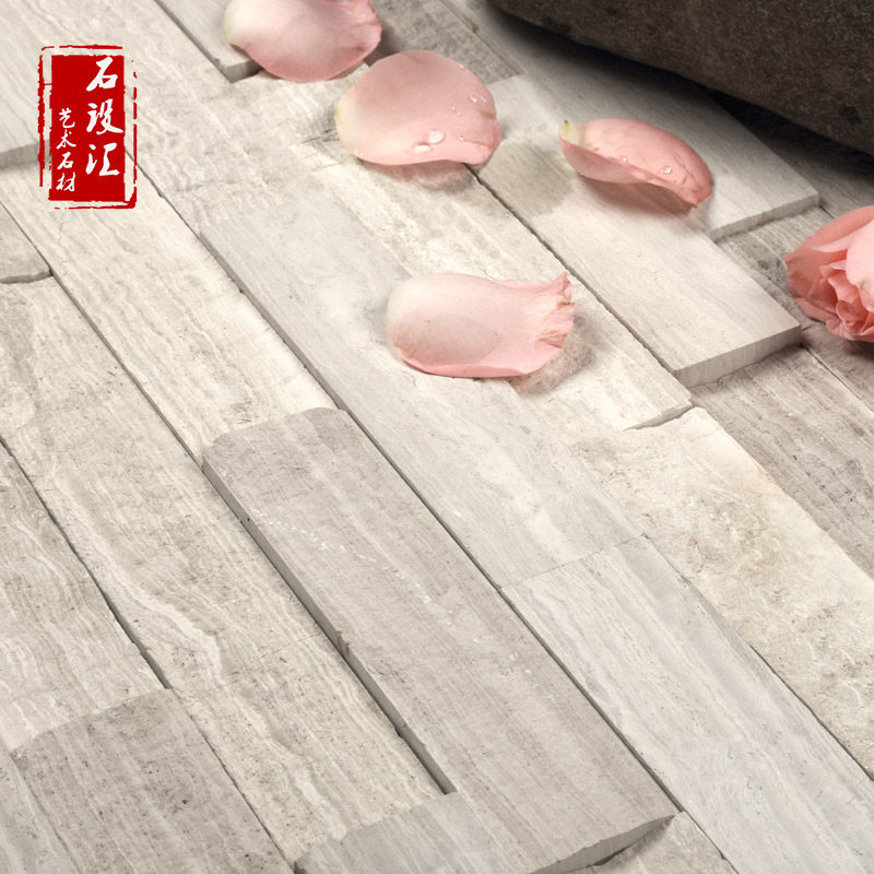 Gray wood grain cultural stone background wall Living room interior wall brick Outdoor villa courtyard Garden exterior wall tile Antique brick