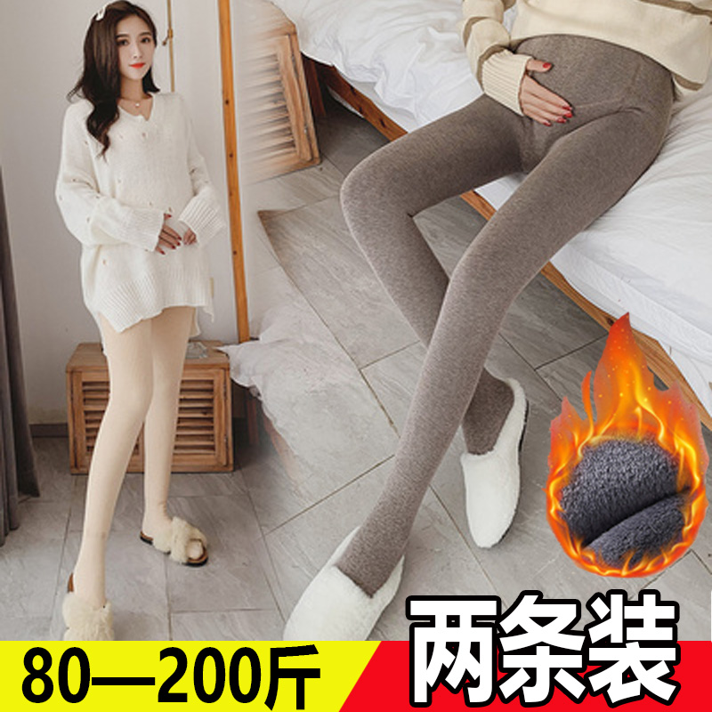 Plus Mast Code Pregnant Women Beating Underpants Socks Autumn winter plus suede thickened 200 catty Vertical Striped Cashmere Tobelly pants-Taobao