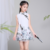 Girls Cheongsam 2019 New Summer Middle-aged Kids Summer Dresses Baby Girls Princess Dresses