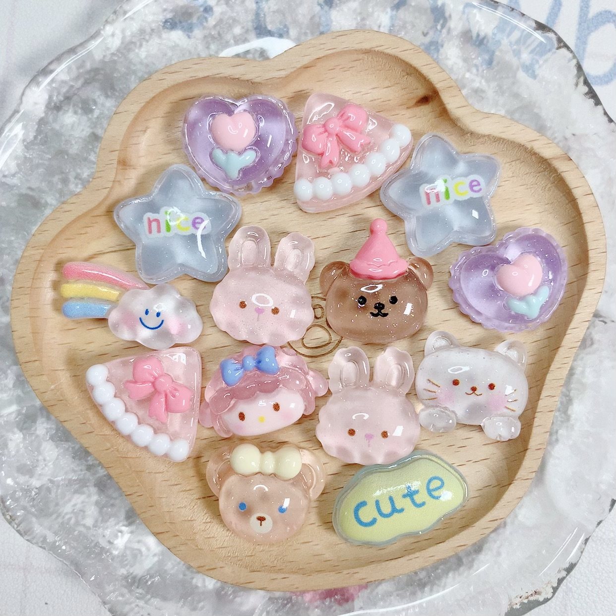 Cartoon Cake Rabbit Translucent Cream Glue Resin Accessories