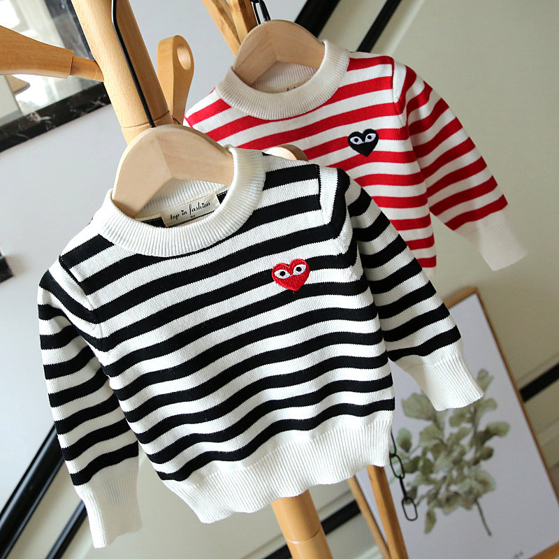Spring Autumn Dress Boy Clothing Baby Sweater Boy Girl Pure Cotton Sweater Children Striped Needling Jersey Undershirt 377