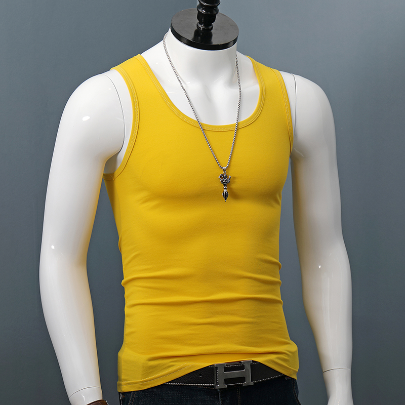 Wide-Shouldered Vest for Men, New Summer Style, Solid Color, Cotton, Slim Fit, Large Size, Sports Fitness Undershirt, Breathable Top