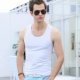 Mùa hè cho nam Vest rộng vai tinh khiết Cotton đen Hàn Quốc Slim Fit Skinny đáy áo áo gym