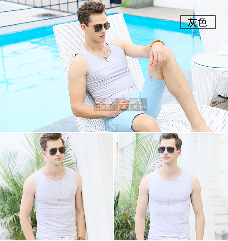 Mùa hè nam cotton căng rộng vai mồ hôi vest thanh niên Slim chặt chẽ không tay T-Shirt XL áo vest