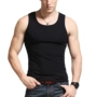 Mùa hè cho nam Vest rộng vai tinh khiết Cotton đen Hàn Quốc Slim Fit Skinny đáy áo áo gym