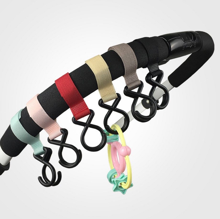Magic sticker baby trolley accessories multipurpose hook double ring cartoon hanging bag hanging bag baby baby carrier umbrella car universal