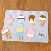 Boy girl puzzle puzzle mosaic board toy simulation large particles cartoon popsicle ice cream wooden birthday set