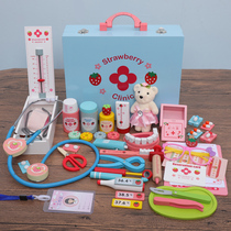 Childrens doctor toy set injection wooden simulation medical box Male baby house stethoscope 3-4-6 years old