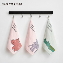 Sanli square towel pure cotton cute childrens face towel girls cotton soft absorbent cartoon towel does not lose hair