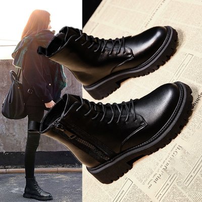 马丁靴女瘦瘦靴平底短靴单靴