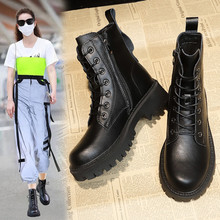 马丁靴女厚底机车靴加绒短靴