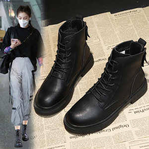 双拉链马丁靴女机车靴网红短靴