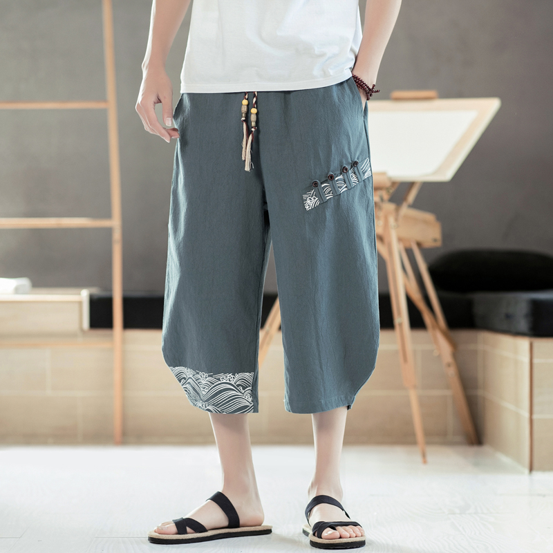 Trung Quốc gió mùa hè mới của nam giới lớn mã lanh bông quần bảy điểm gió cổ loose-fitting han quần áo quần rộng chân quần quần quần