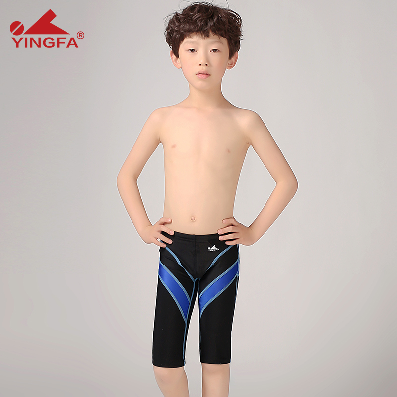 Yingfa fashion mid-leg knee-length children's swimming trunks professional competition training five-point swimsuit swimming trunks boys