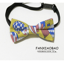 FXB Yellow Hot Air Balloon Cartoon 100-Day Baby One-year-old Baby Boy Children Shirt Pin Tie Bow Tie