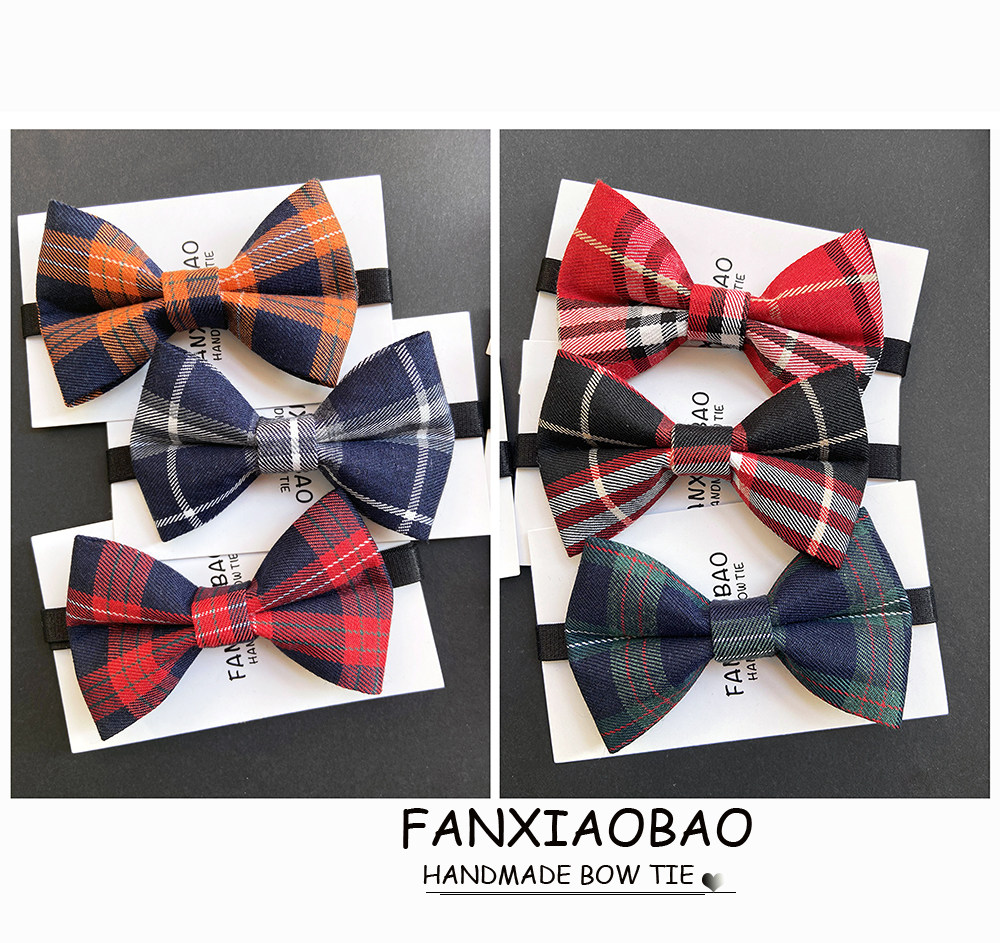 FXB red blue-green black suger grid casual collar children boy boy student 100 lap shirt collar tie-Taobao