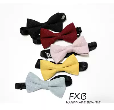 FXB handmade solid color wine red black one year old baby small bow tie boy child shirt bow tie
