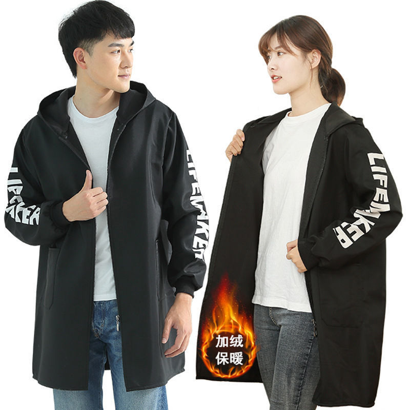 Overcoat long-sleeved coat adult female fashion home kitchen waterproof and oil-proof apron work clothes foreign style plus velvet thickening