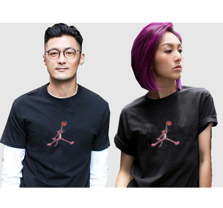 Cặp đôi nghịch ngợm Leopard Tide hoạt hình thương hiệu áo thun bé trai mùa hè áo sơ mi xu hướng áo sơ mi cotton giản dị tay áo ngắn áo thun nam cổ tròn