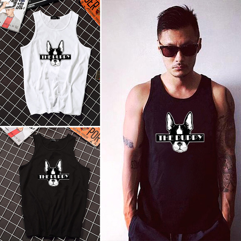 Dog Year Wangwang cotton vest nam thể thao lỏng lẻo mùa hè thủy triều mồ hôi vest giản dị phần mỏng thoáng khí không tay t áo thể thao nam
