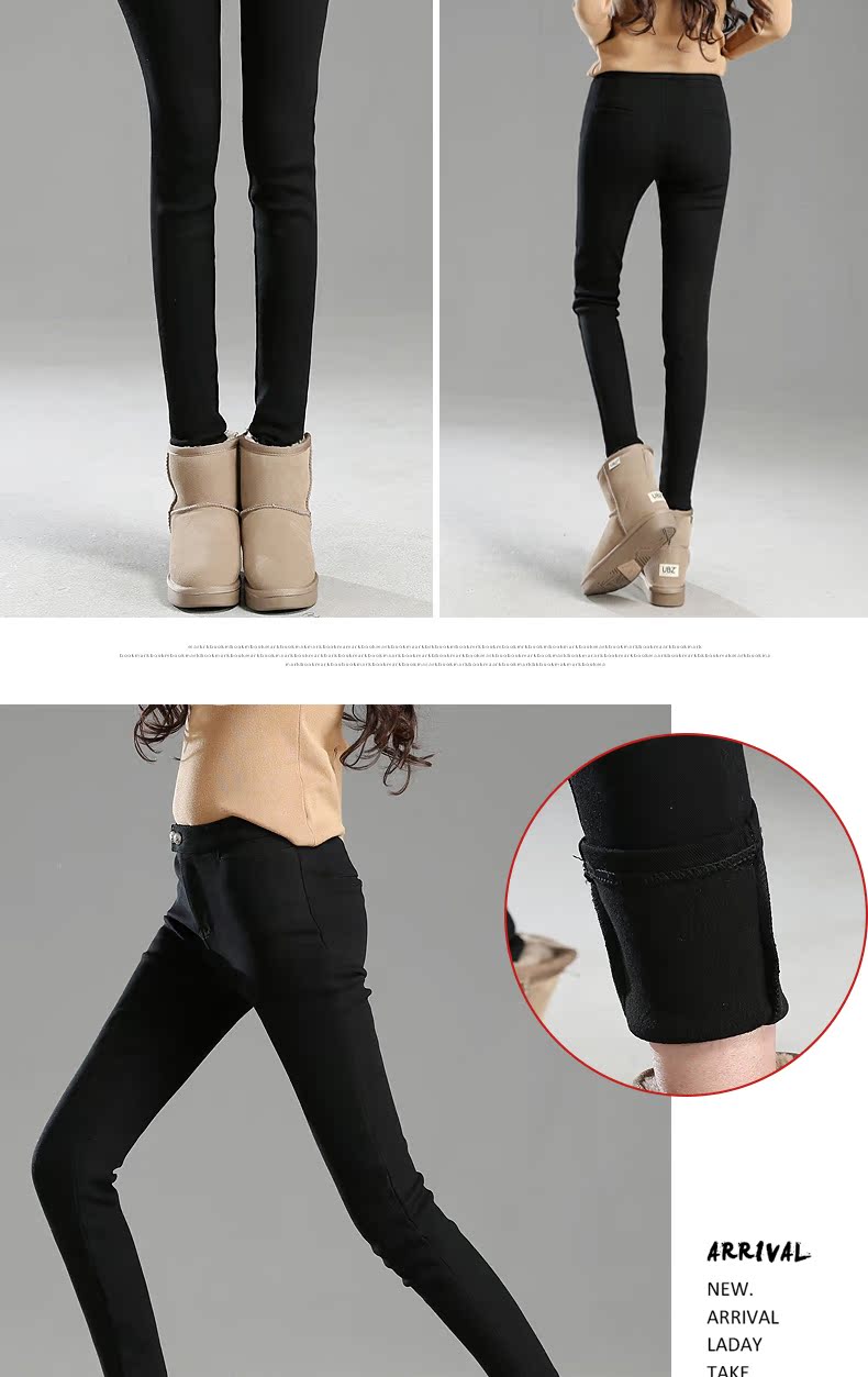 Cộng với quần legging nhung nữ mặc chân nhỏ mùa thu đông nhỏ quần đen cotton cotton đen 2018 mới bút chì quần ma thuật quần áo nữ đẹp