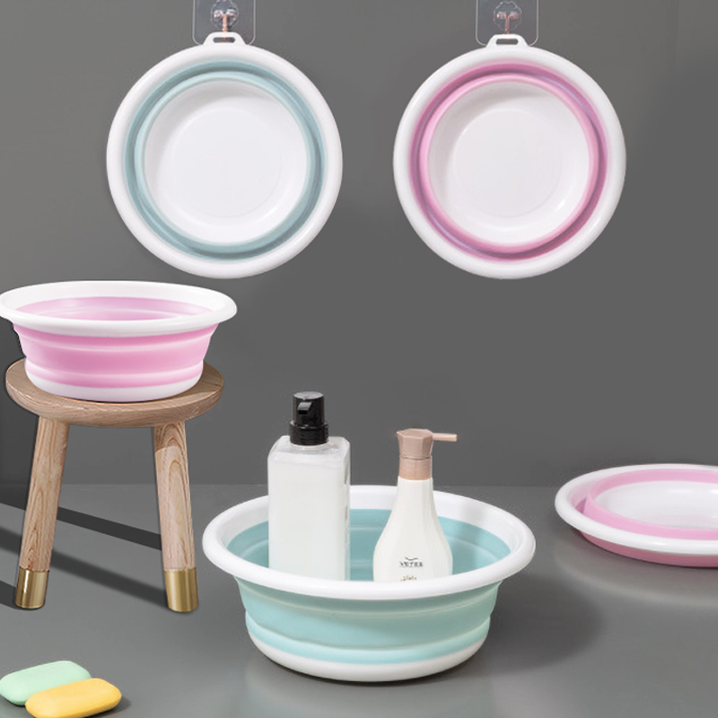 Folding washbasin washbasin household cute girl travel portable laundry washbasin plastic telescopic folding basin