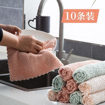 Rag Household cleaning Kitchen dishwashing cloth Water absorption does not lose hair does not stick oil brush bowl Household towel Lazy cleaning cloth