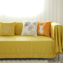 Four seasons universal Nordic solid color full cover sofa cloth towel Sofa cover velvet Sofa cushion cloth Single cover cloth fabric art custom